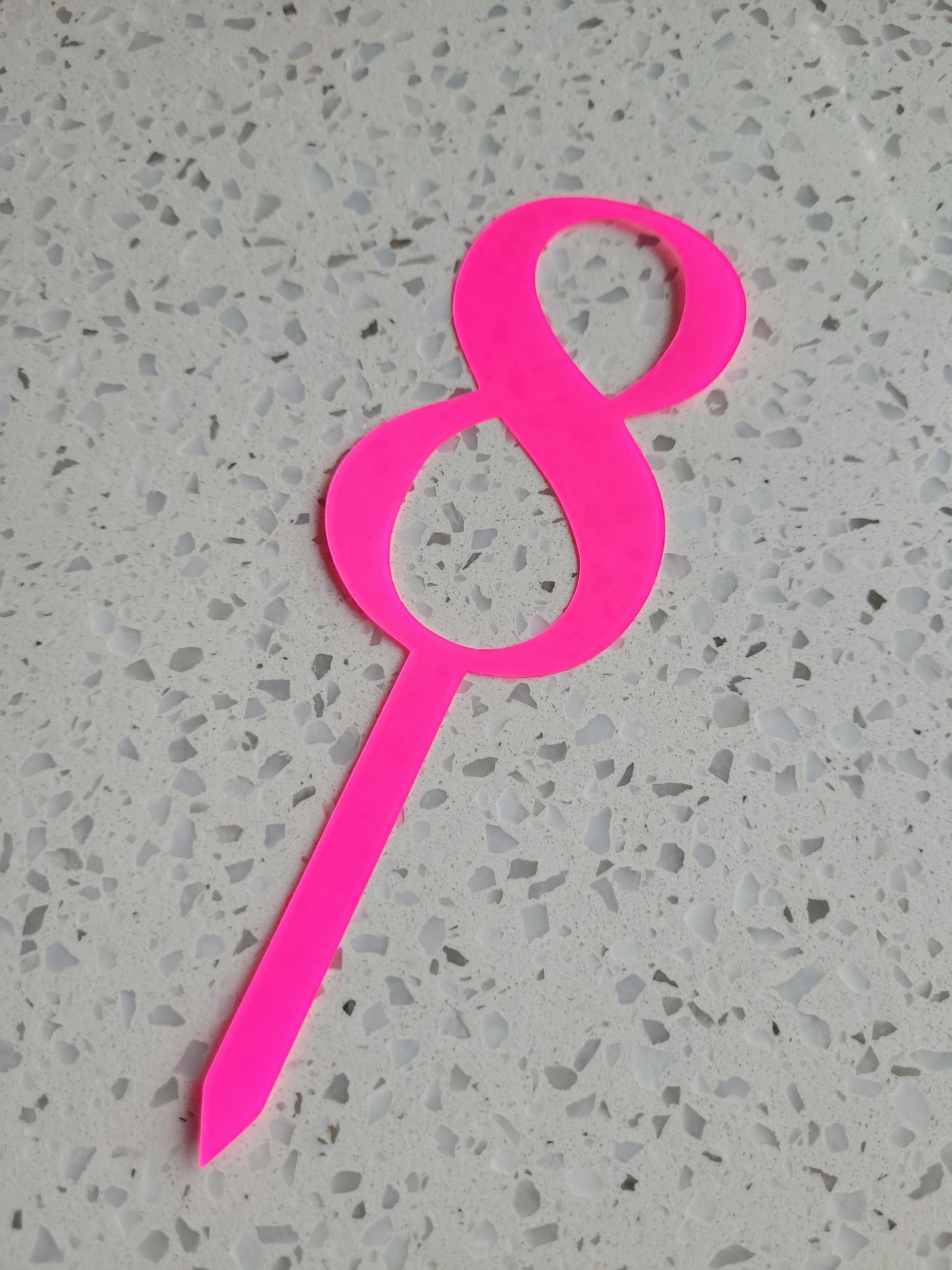 9cm Number Cake Topper - Bright Pink