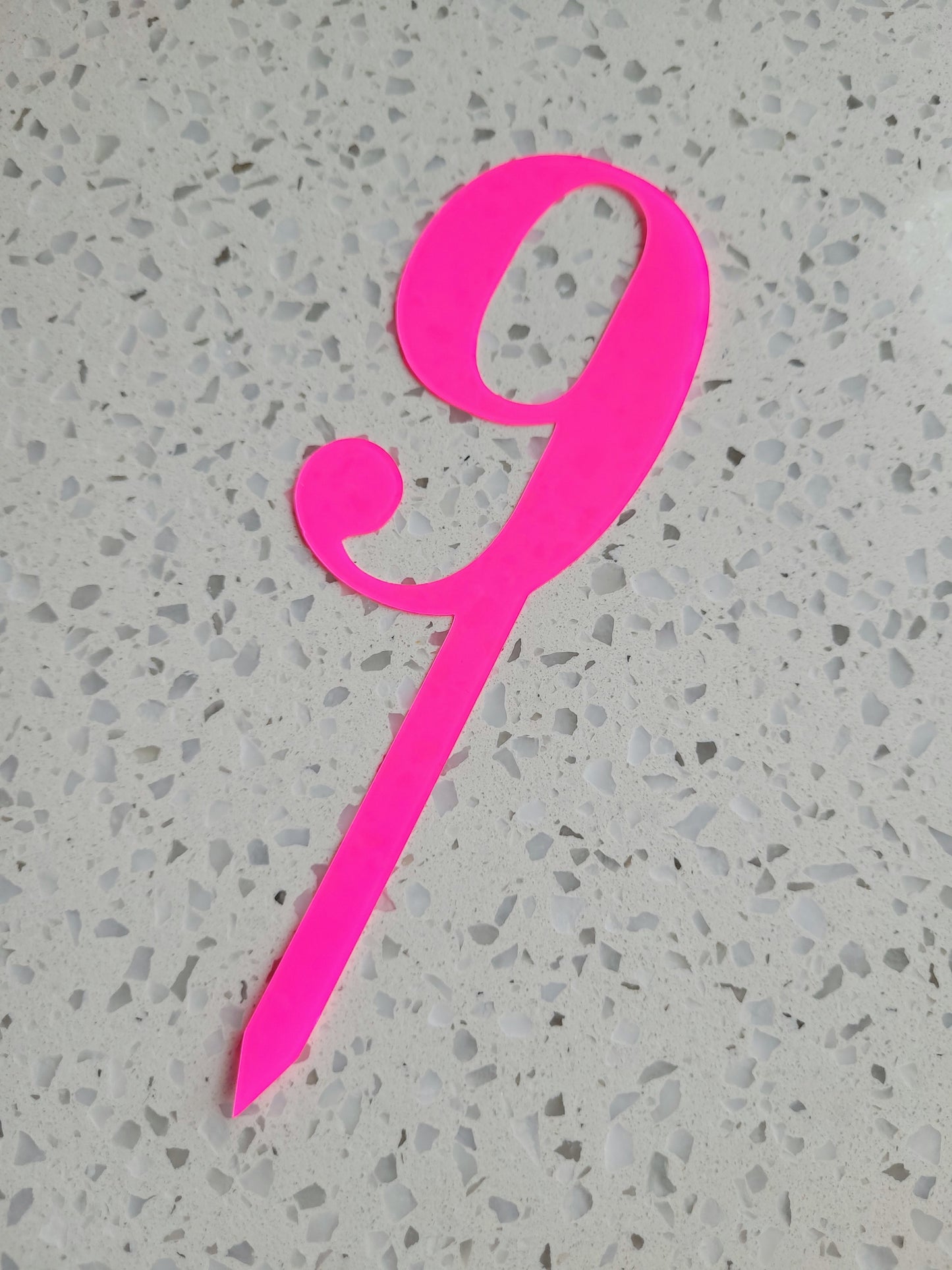 9cm Number Cake Topper - Bright Pink