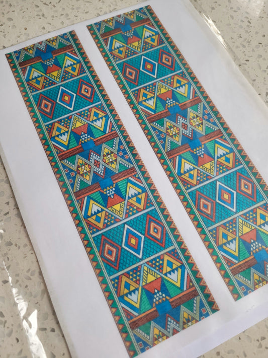 Wafer Paper Prints African Colourful Pattern Print Sheet - Bright Colourful Design Option No:001