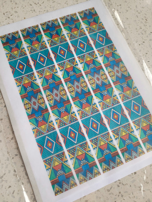 Wafer Paper Prints African Colourful Pattern Print Sheet - Bright Colourful Design Option No:002