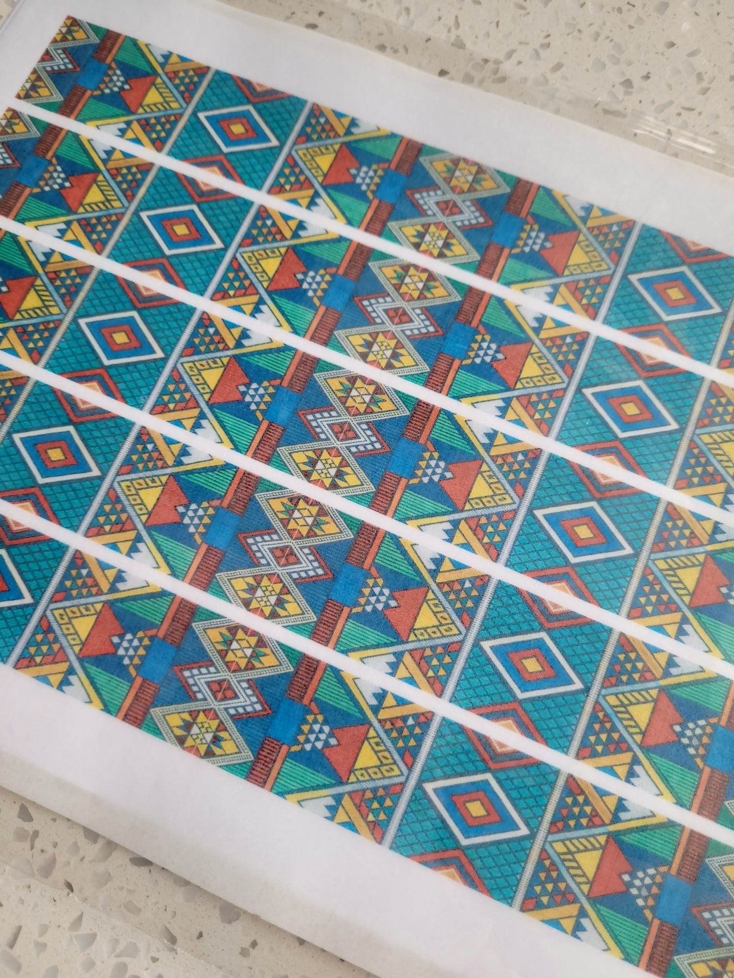 Wafer Paper Prints African Colourful Pattern Print Sheet - Bright Colourful Design Option No:002