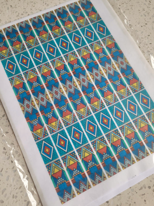 Wafer Paper Prints African Colourful Pattern Print Sheet - Bright Colourful Design Option No:003