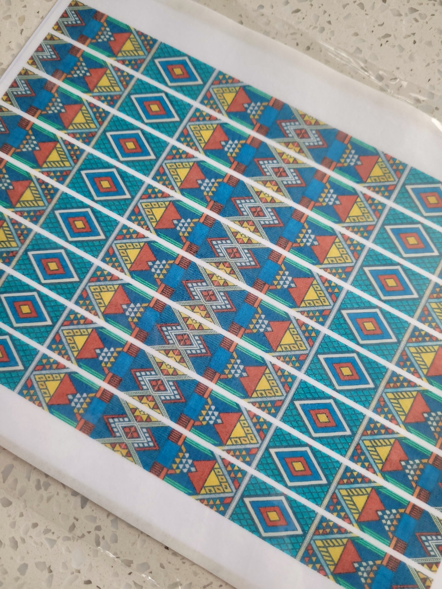 Wafer Paper Prints African Colourful Pattern Print Sheet - Bright Colourful Design Option No:003