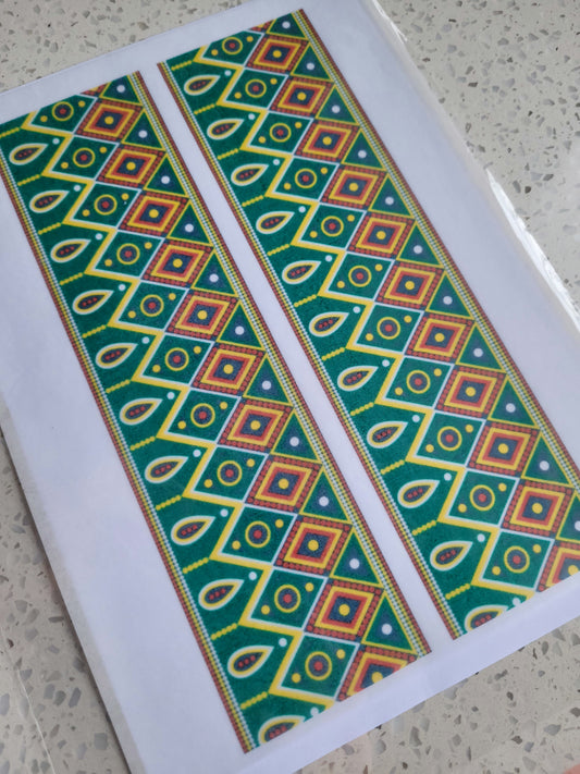 Wafer Paper Prints African Pattern Print Sheet - Green Theme