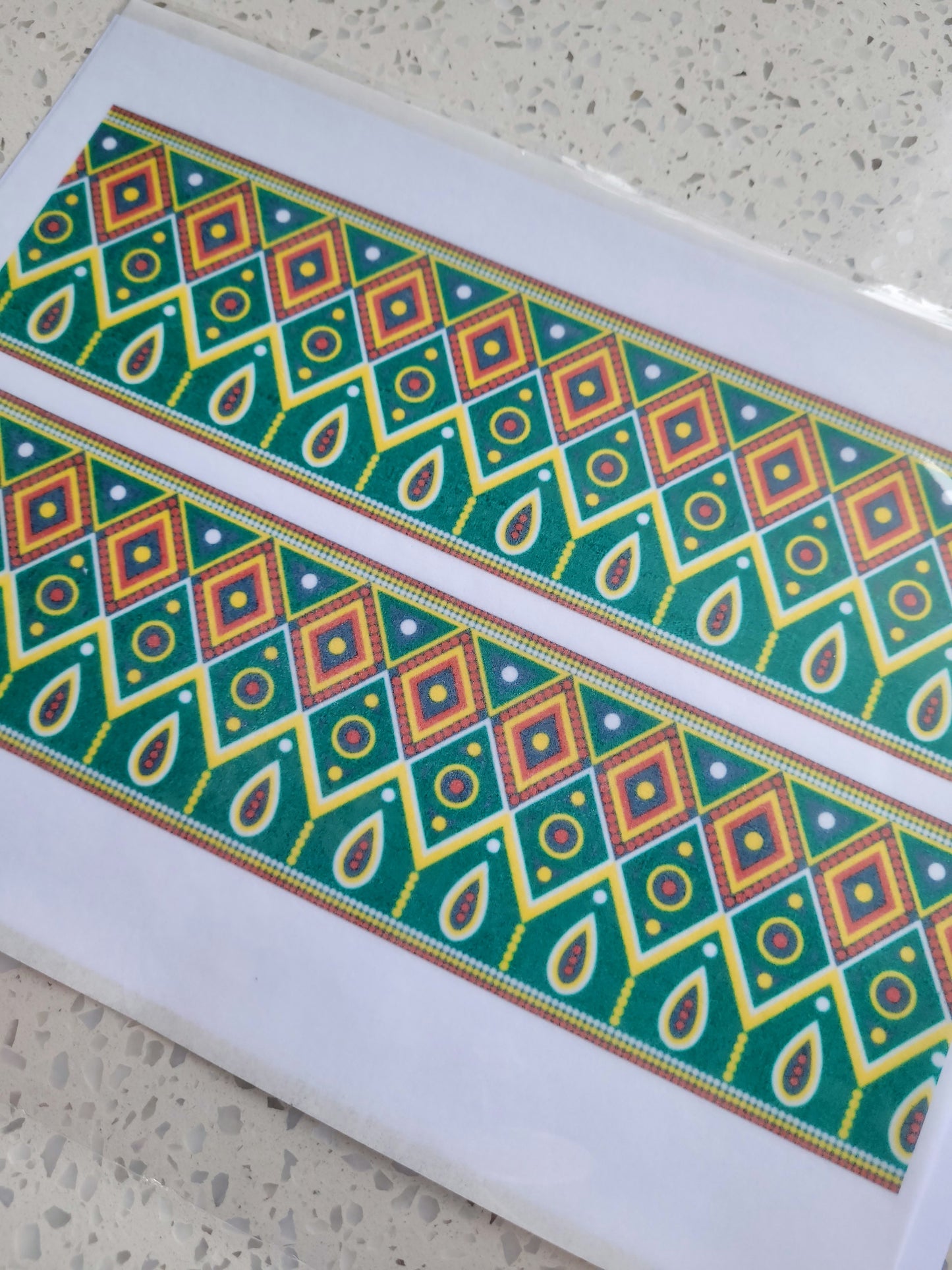 Wafer Paper Prints African Pattern Print Sheet - Green Theme