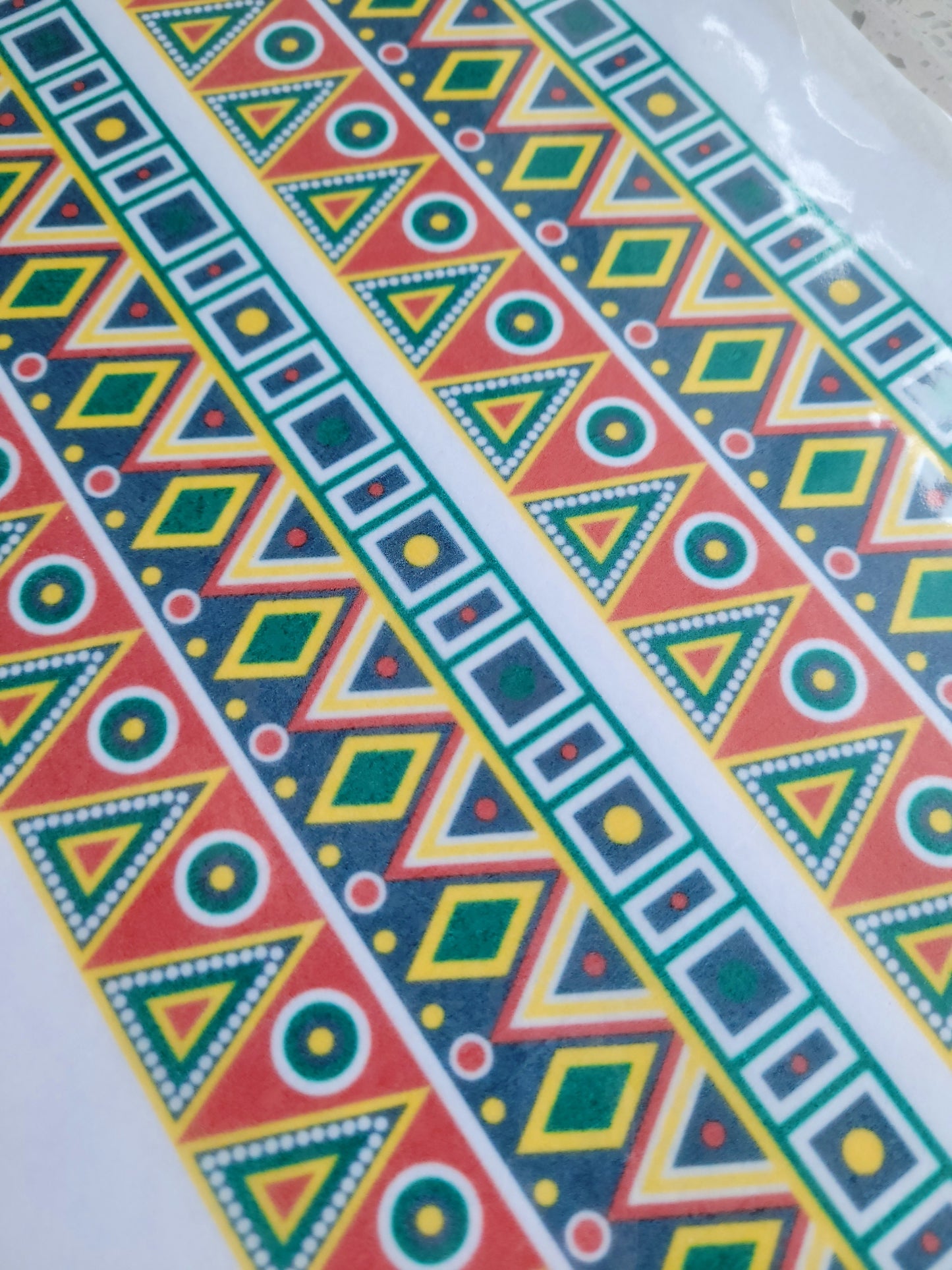 Wafer Paper Prints Africa Pattern Print Sheet - Red, Yellow & Blue Theme