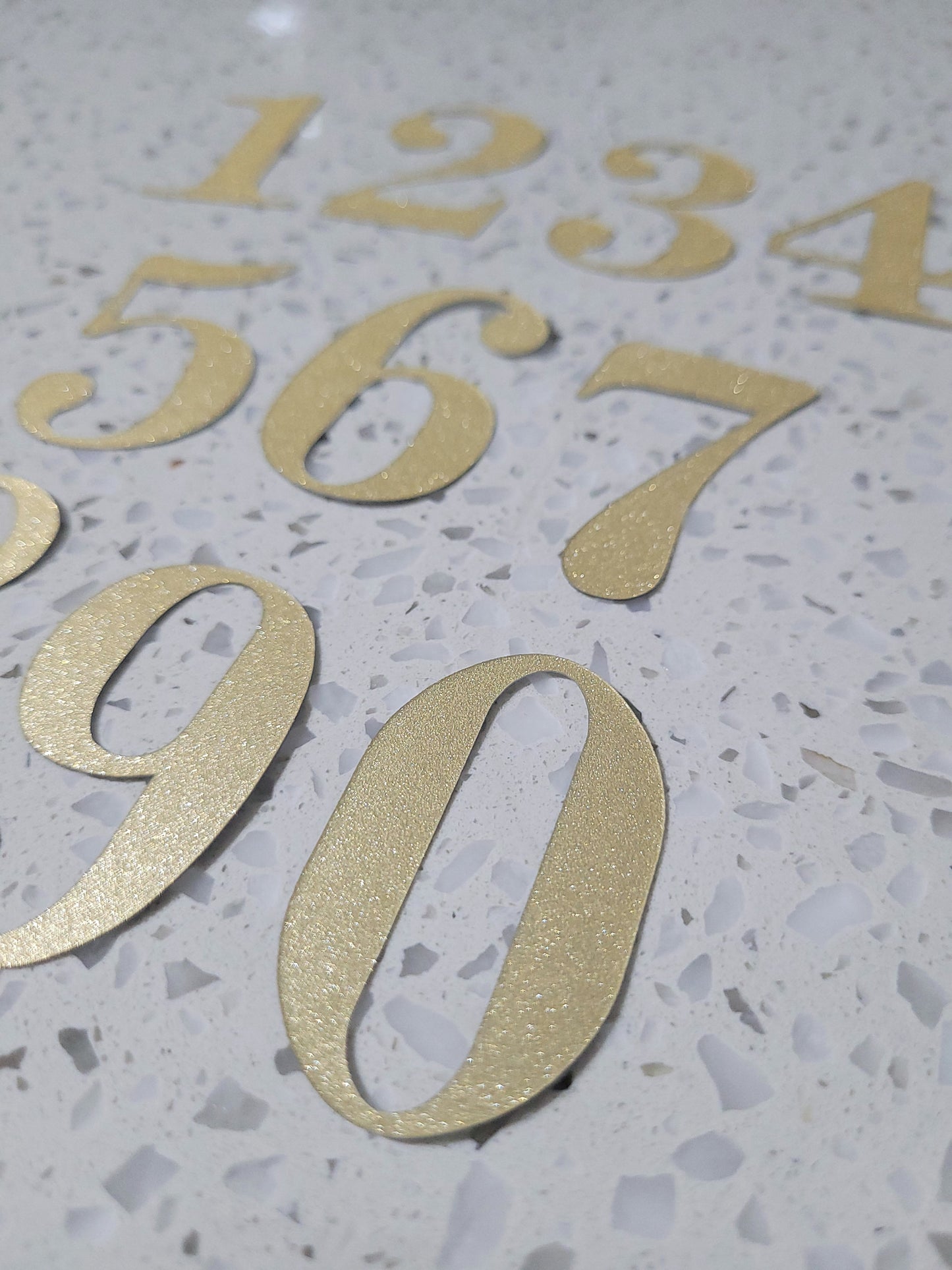 5cm Gold Sparkle Texture Plastic Number Cake Topper 0 - 9 Option #01