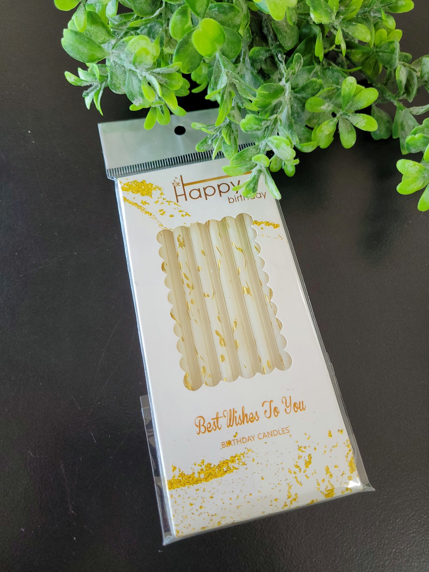 Thin Birthday Candles Gold Specks 6s