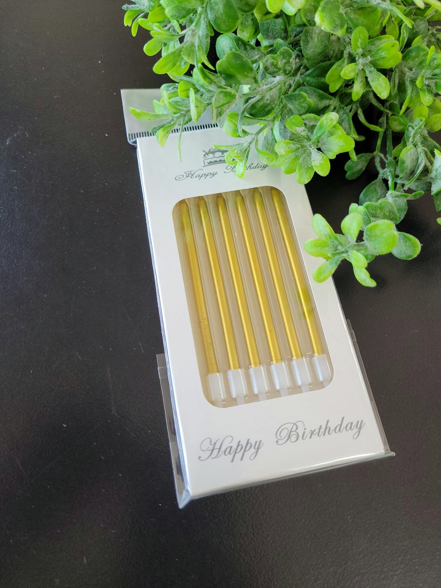 Thin Birthday Metallic Candles Assorted 6s