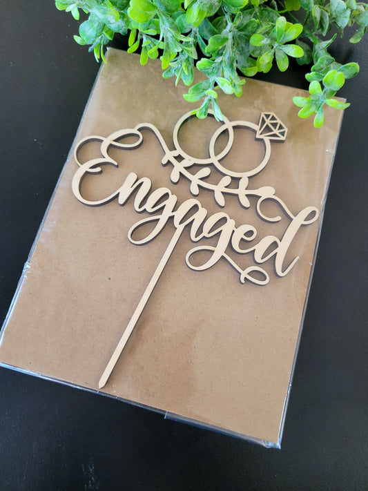 Engagement Wedding Wooden Cake Topper