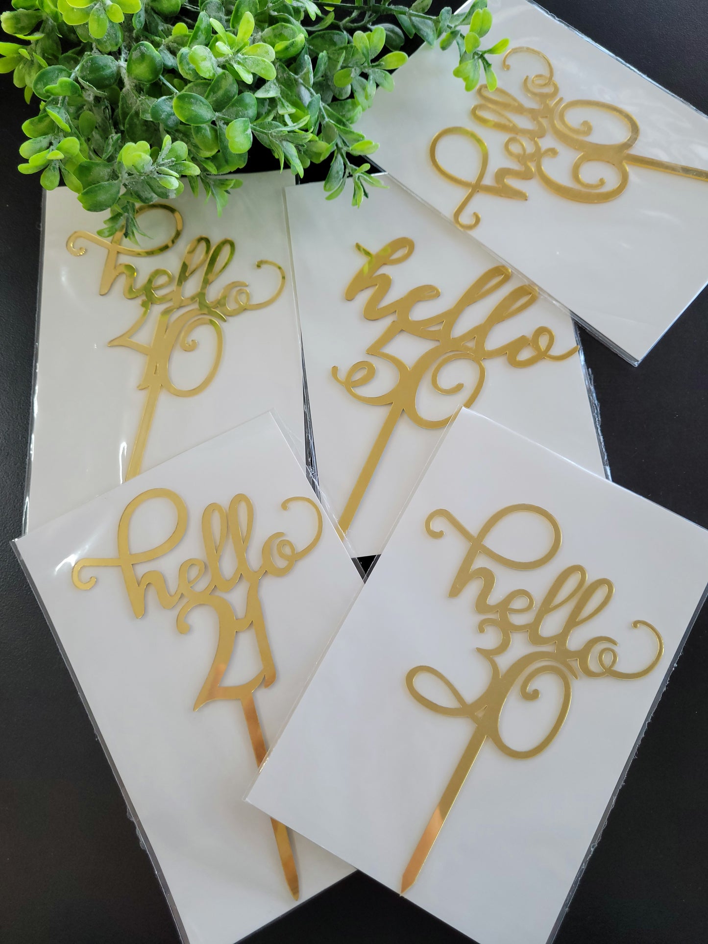 Hello Gold Assorted Number Cake Toppers