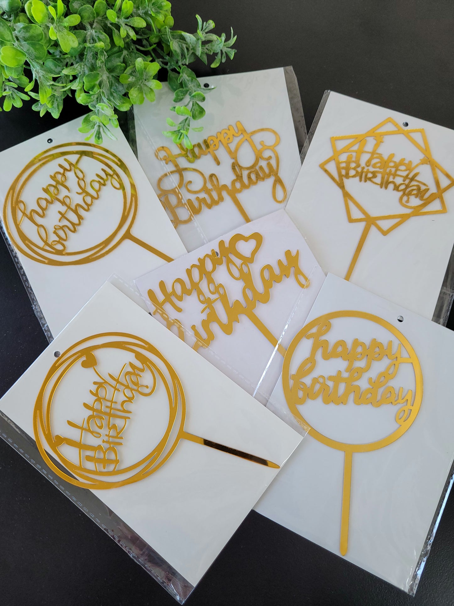 Happy Birthday Gold Assorted Cake Topper