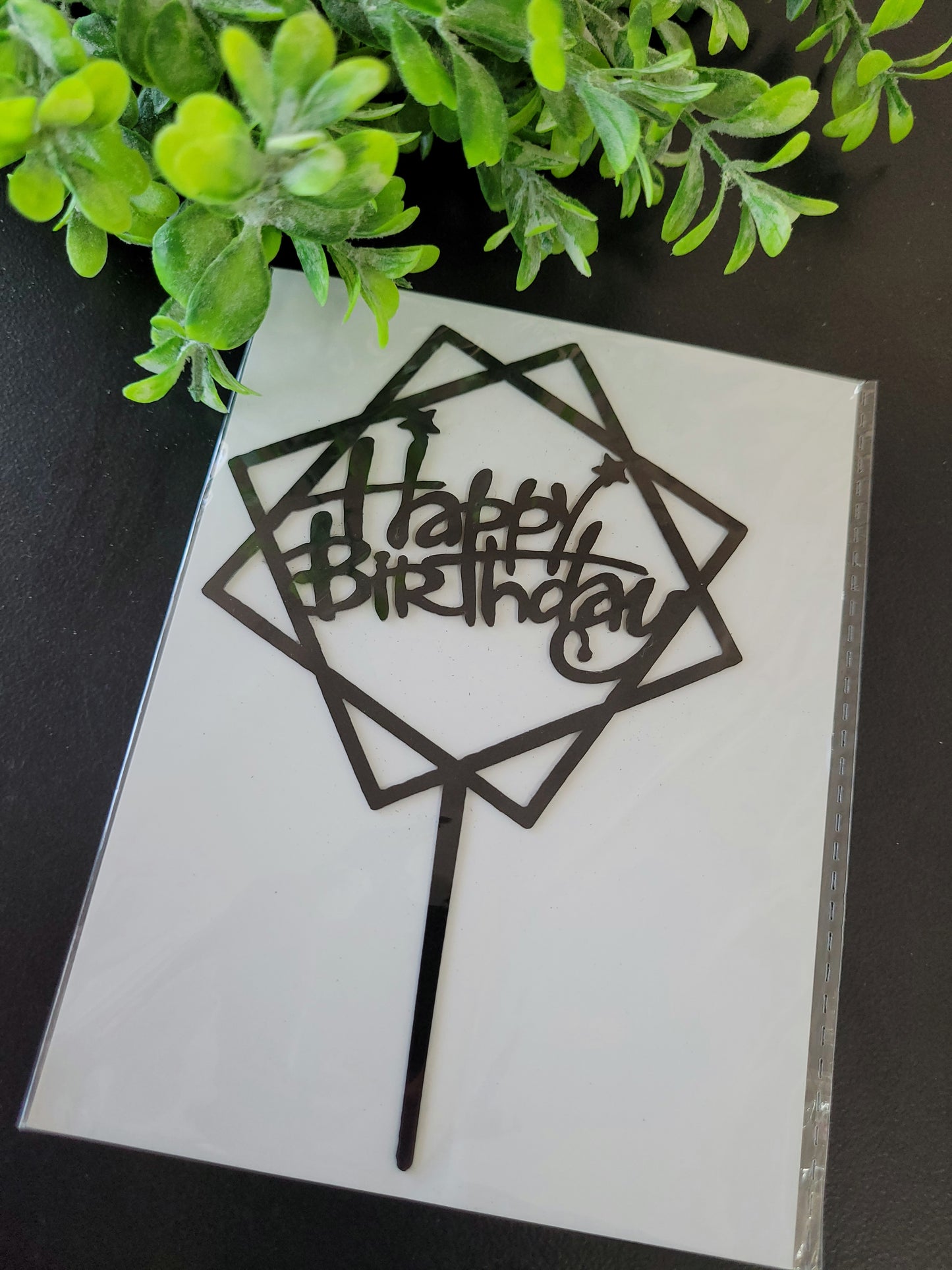 Happy Birthday Black Assorted Cake Topper