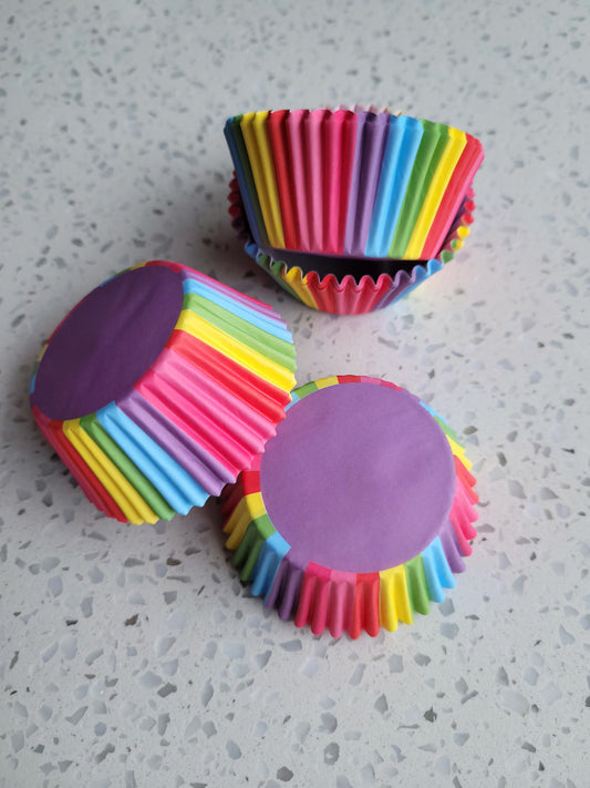 Colourful Rainbow Cupcake Paper Cups - Pack of 100