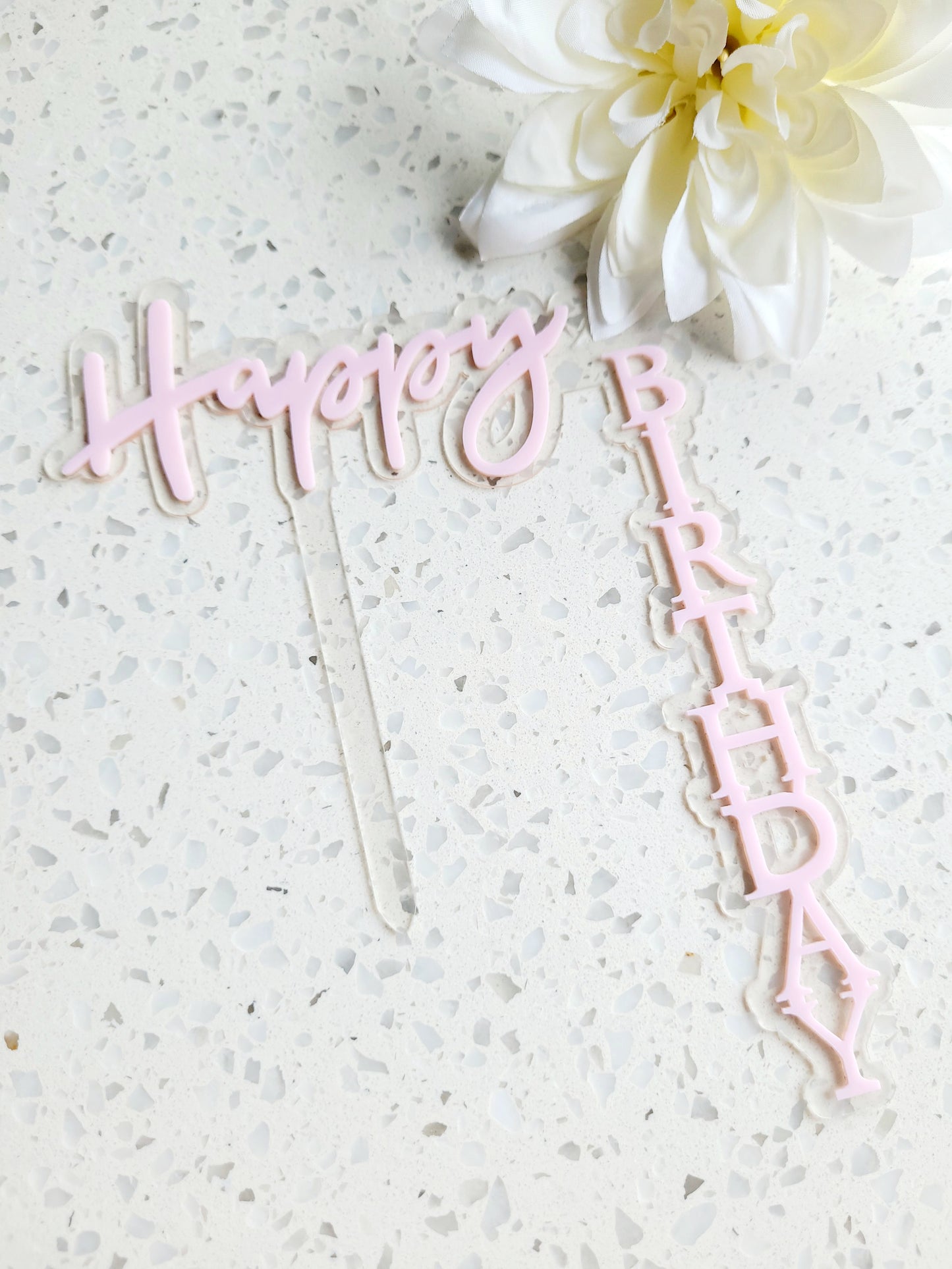 Happy Birthday Side Wording Acrylic Cake Topper Assorted