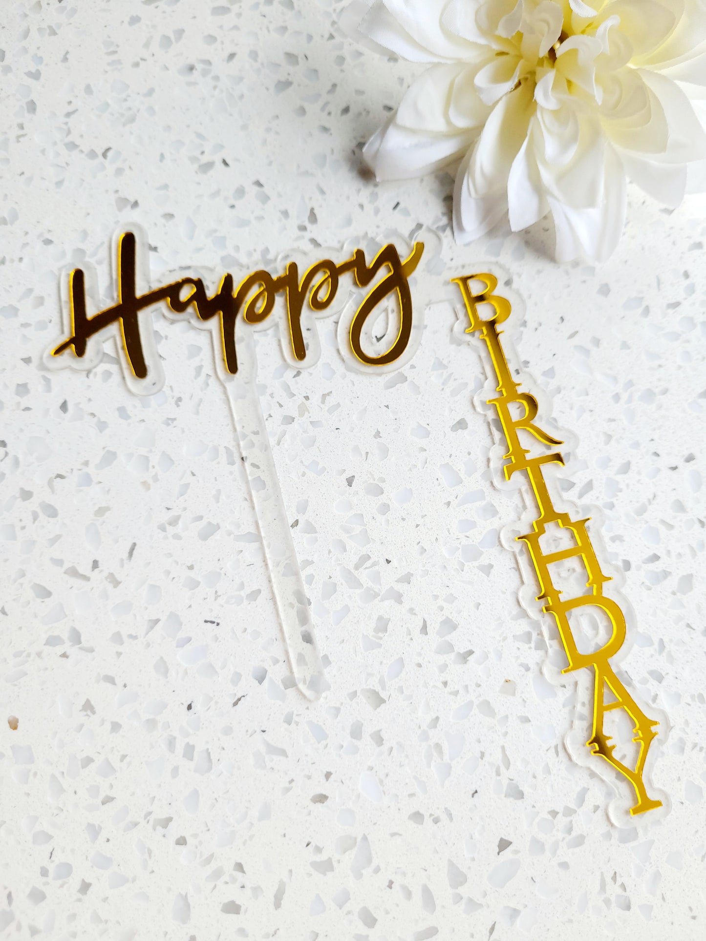 Happy Birthday Side Wording Acrylic Cake Topper Assorted