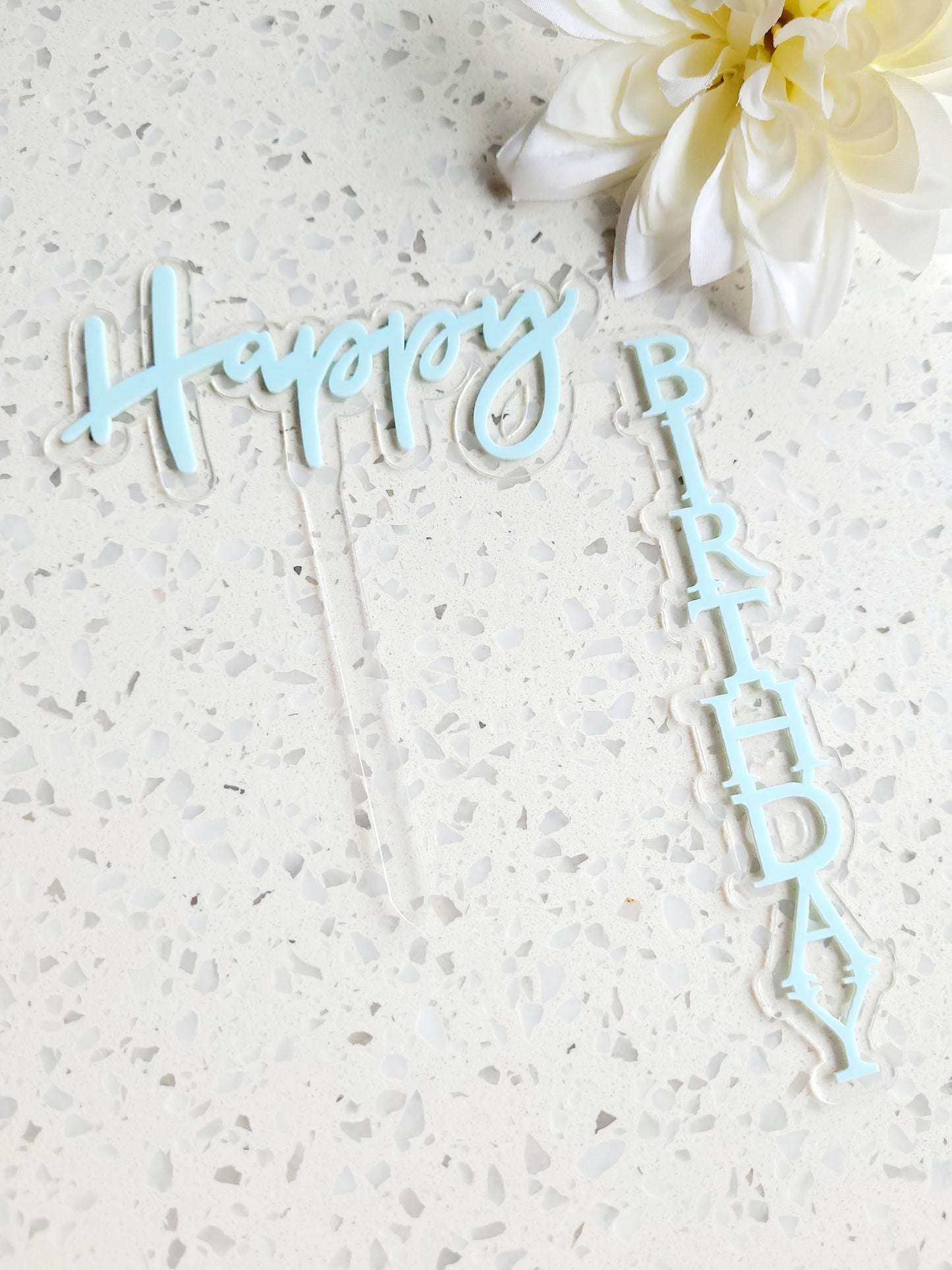 Happy Birthday Side Wording Acrylic Cake Topper Assorted