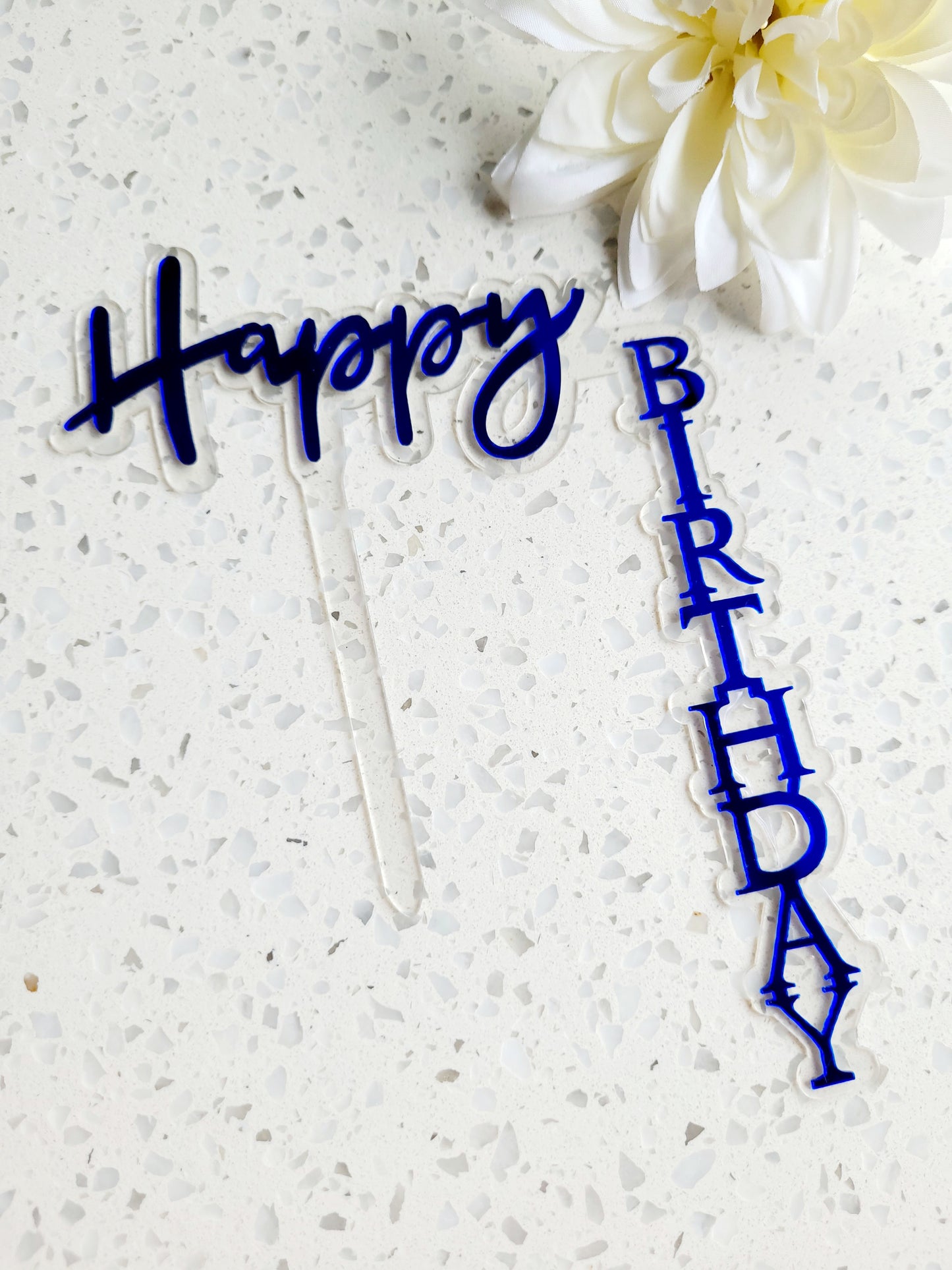 Happy Birthday Side Wording Acrylic Cake Topper Assorted