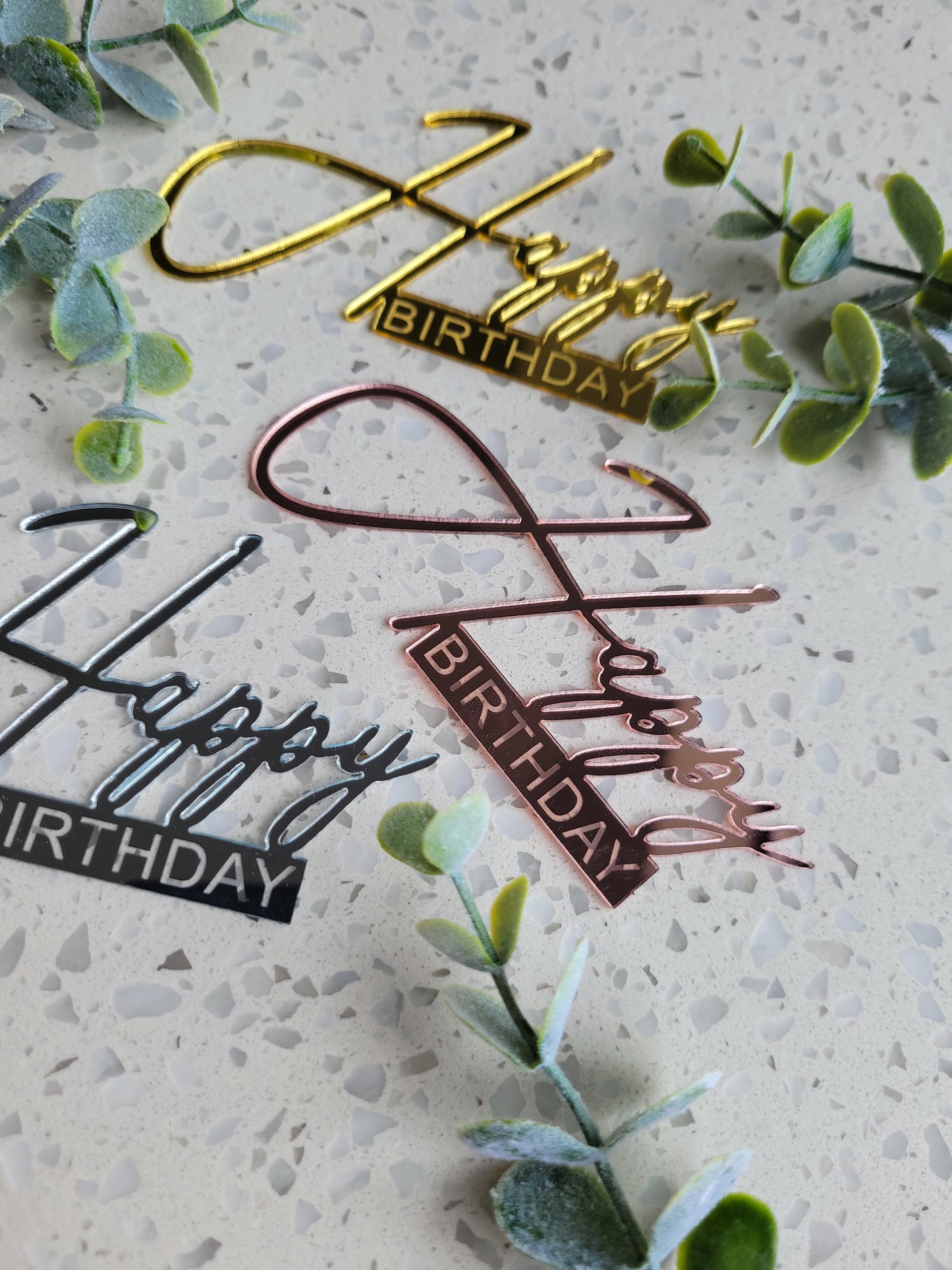 Happy Birthday Design Cake Topper - Assorted Colours