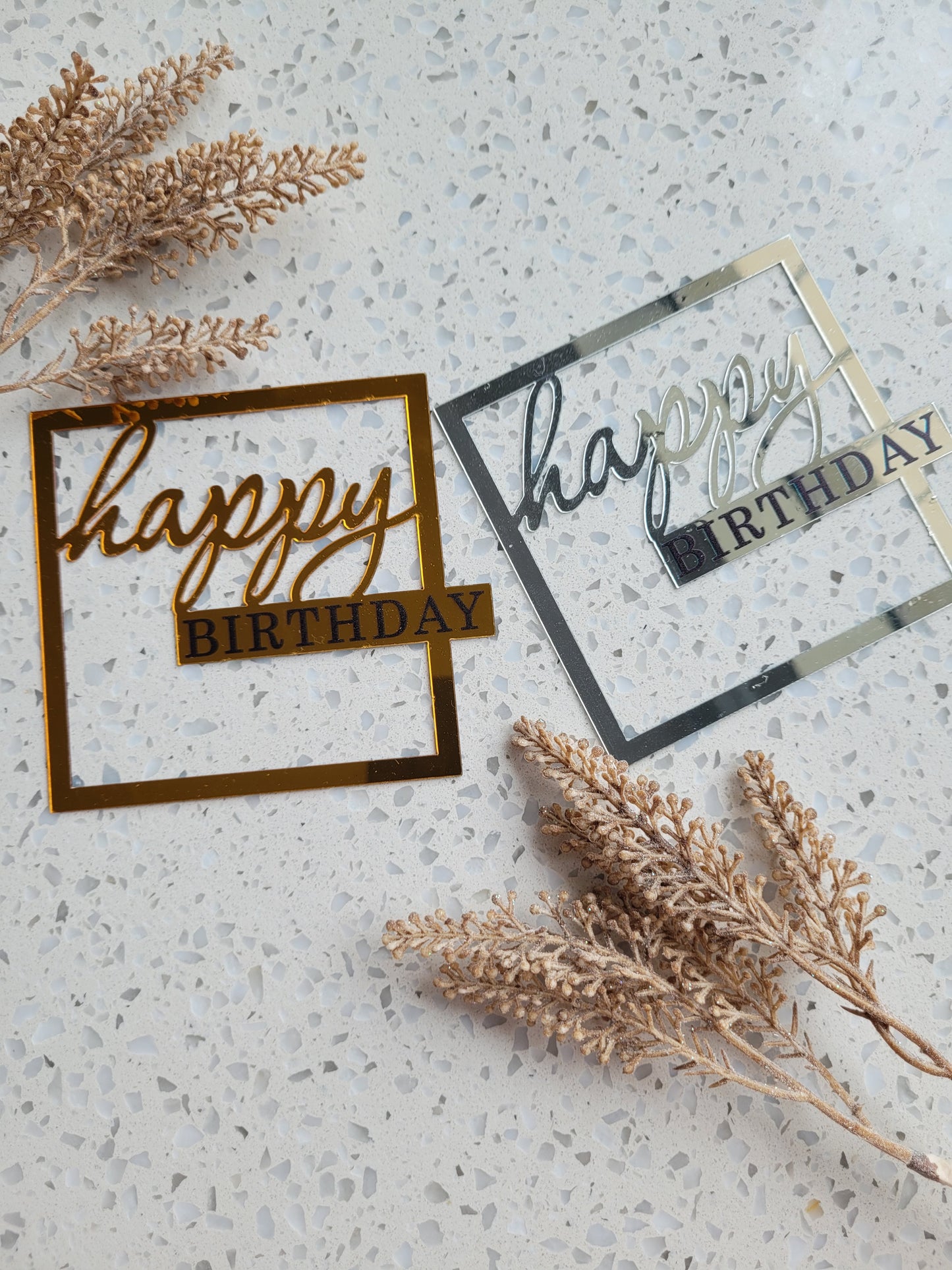 Square Frame Happy Birthday Cake Topper