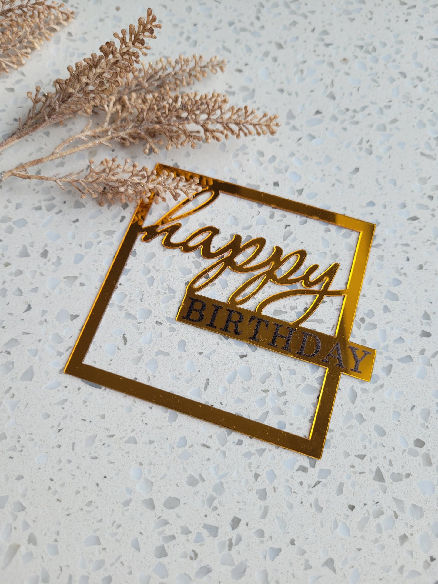 Square Frame Happy Birthday Cake Topper