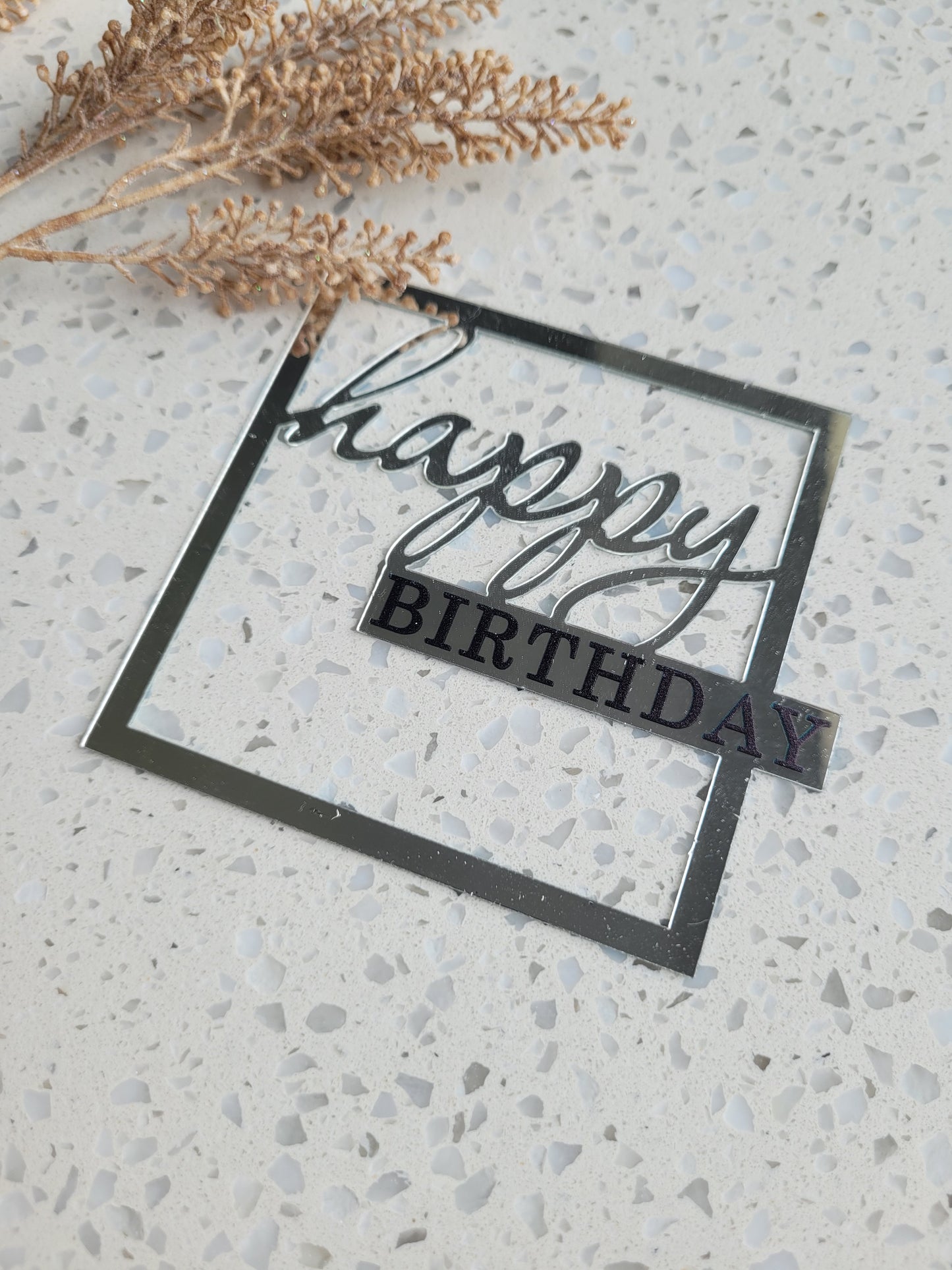 Square Frame Happy Birthday Cake Topper