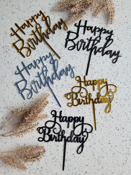 Happy Birthday Wording Acrylic Assorted Cake Toppers