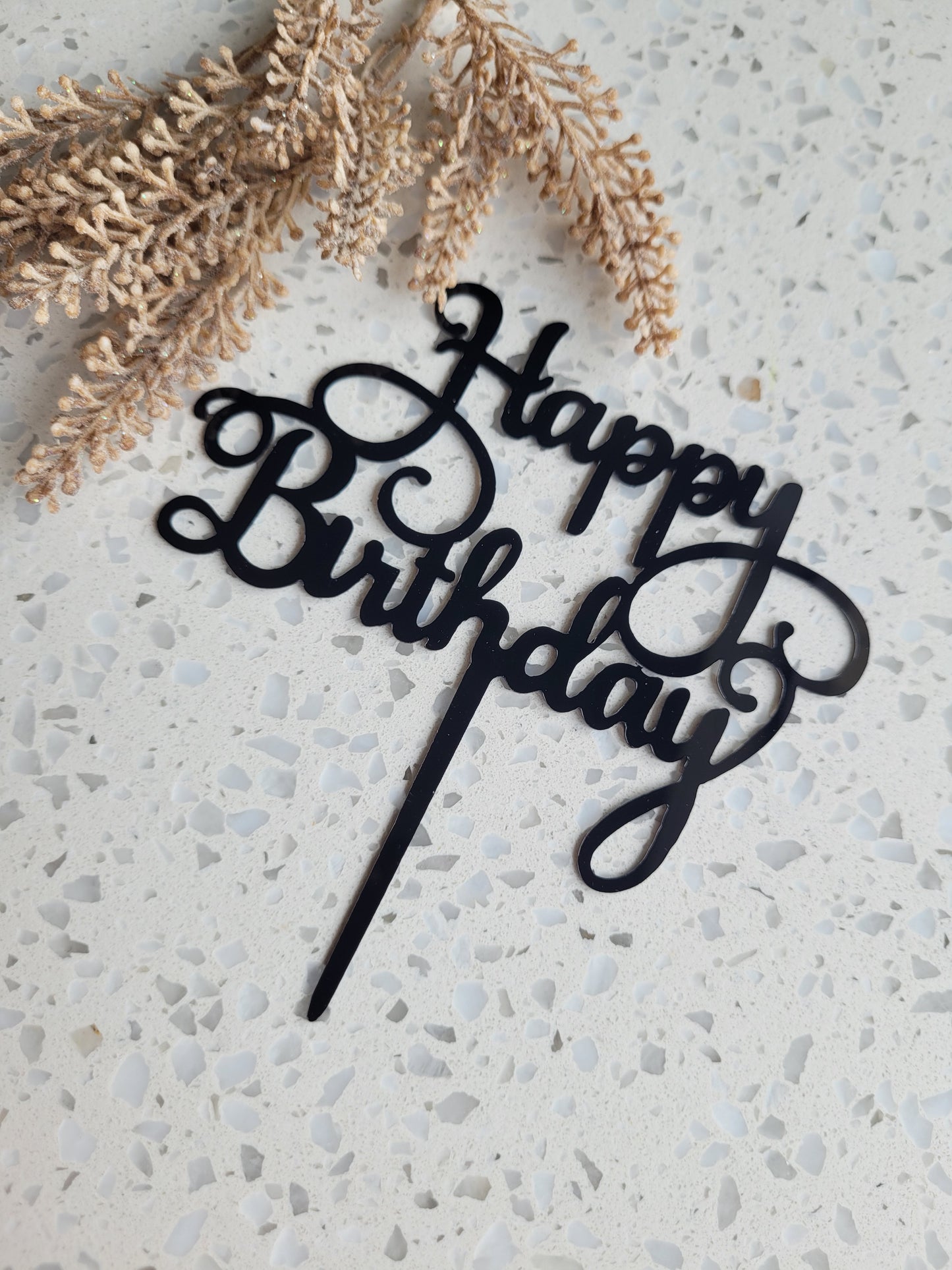 Happy Birthday Wording Acrylic Assorted Cake Toppers