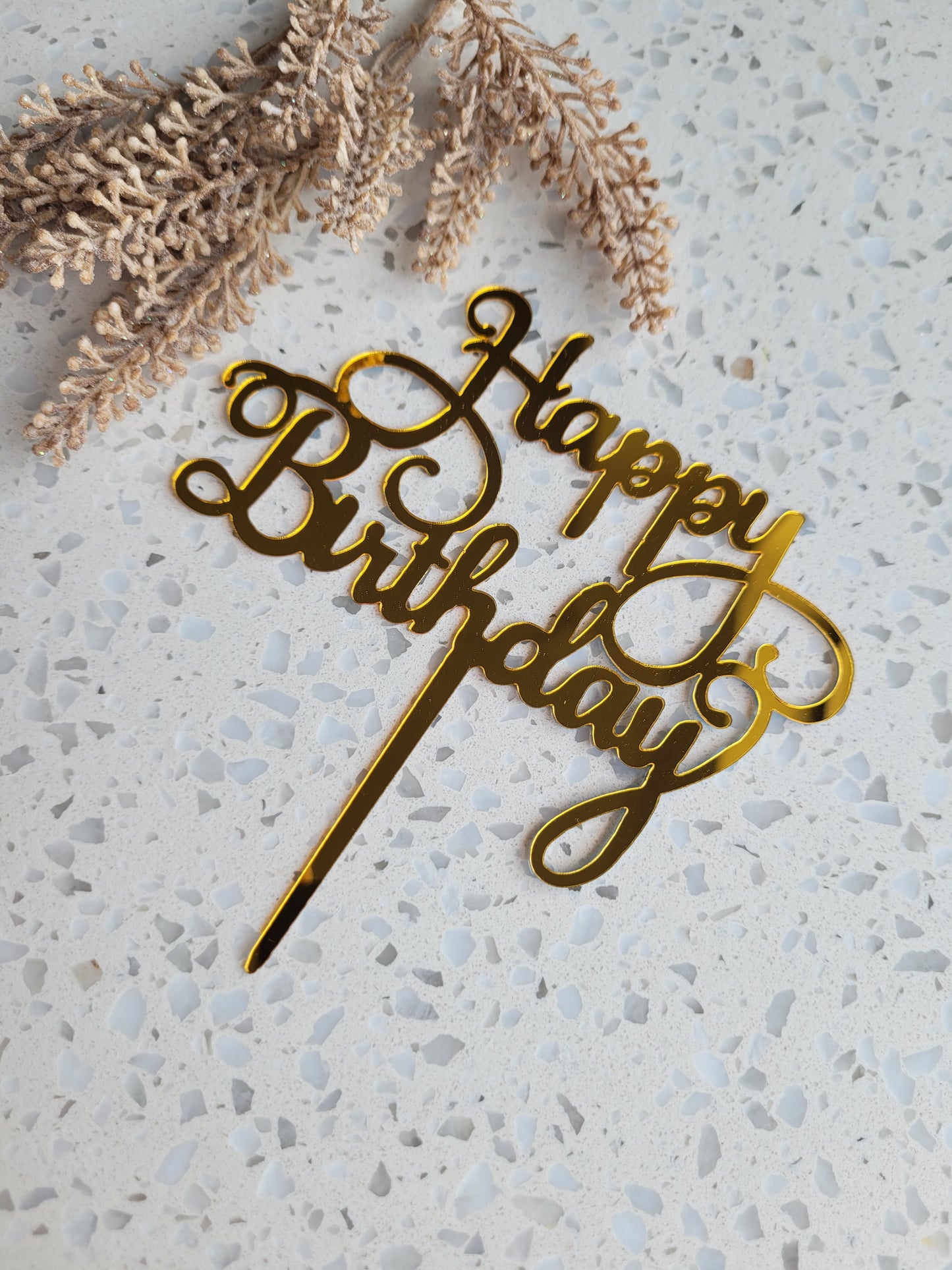 Happy Birthday Wording Acrylic Assorted Cake Toppers