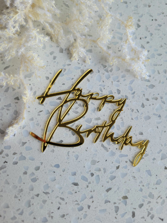 Happy Birthday Gold Acrylic Flat Topper