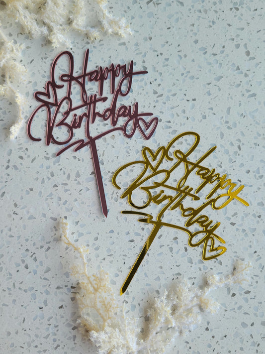 Happy Birthday Wording Acrylic Cake Toppers