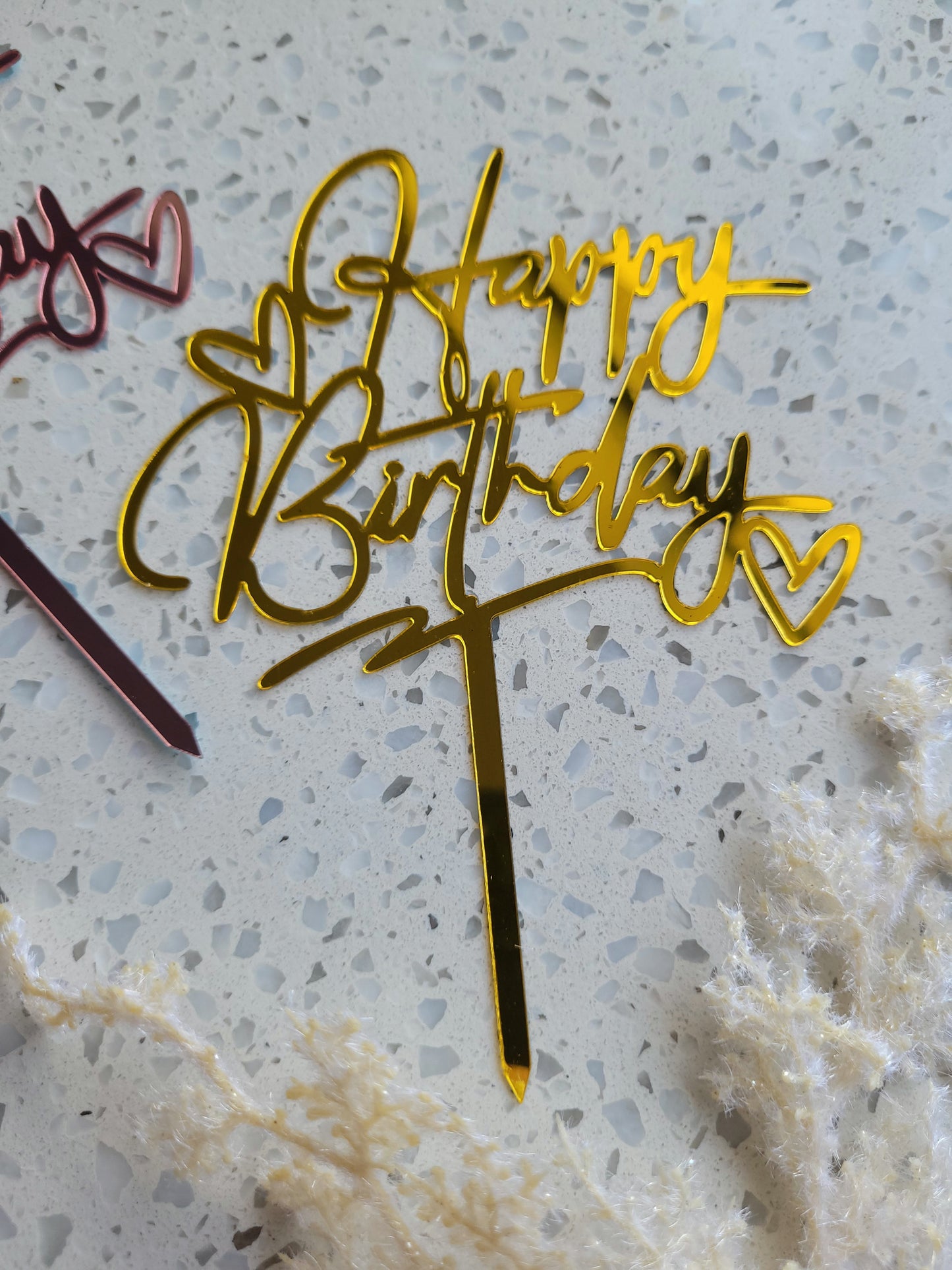 Happy Birthday Wording Acrylic Cake Toppers