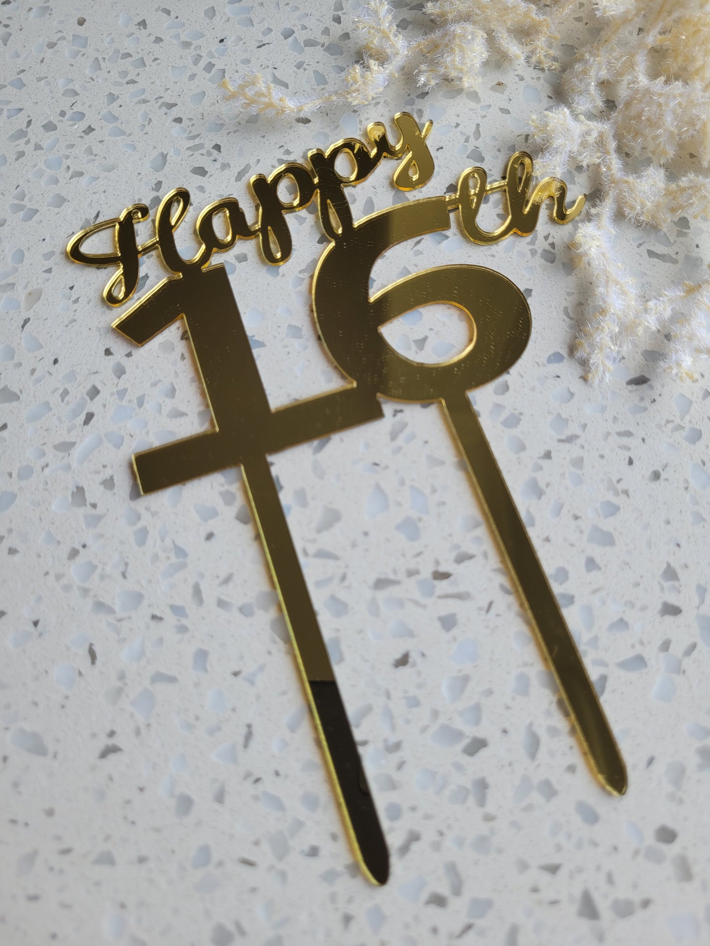 'Happy' Birthday Gold Assorted  Number Cake Toppers