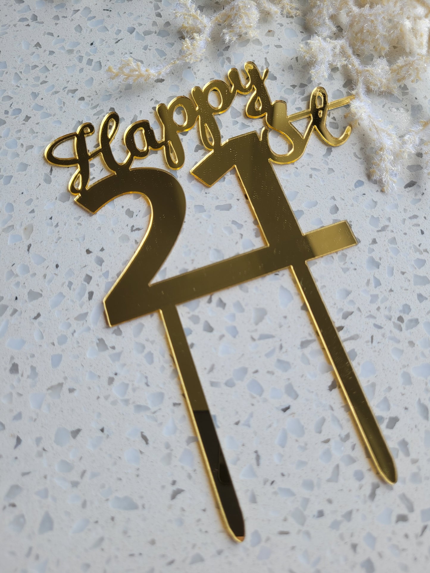 'Happy' Birthday Gold Assorted  Number Cake Toppers