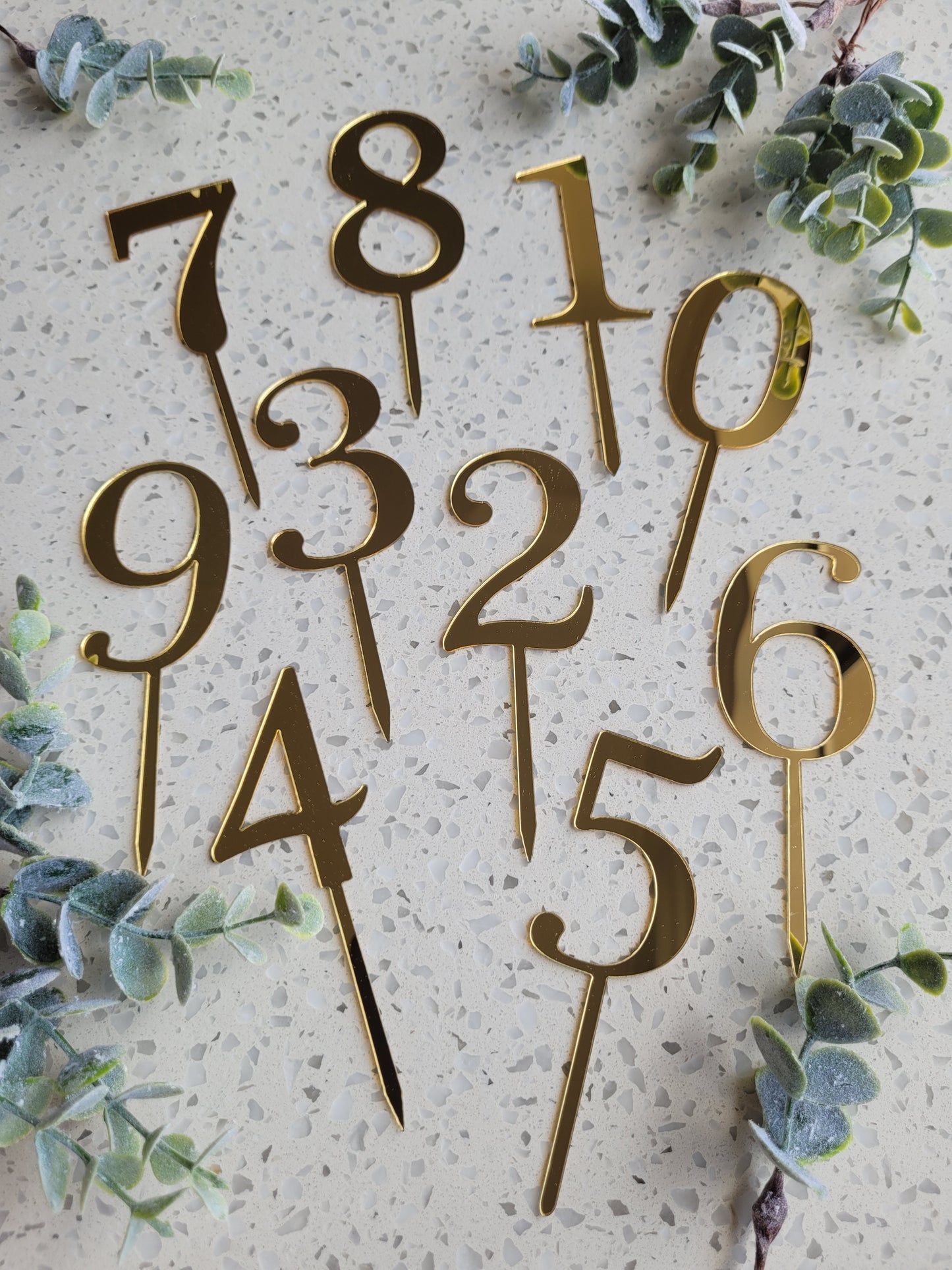 Gold Number Acrylic Cake Topper - Assorted Numbers