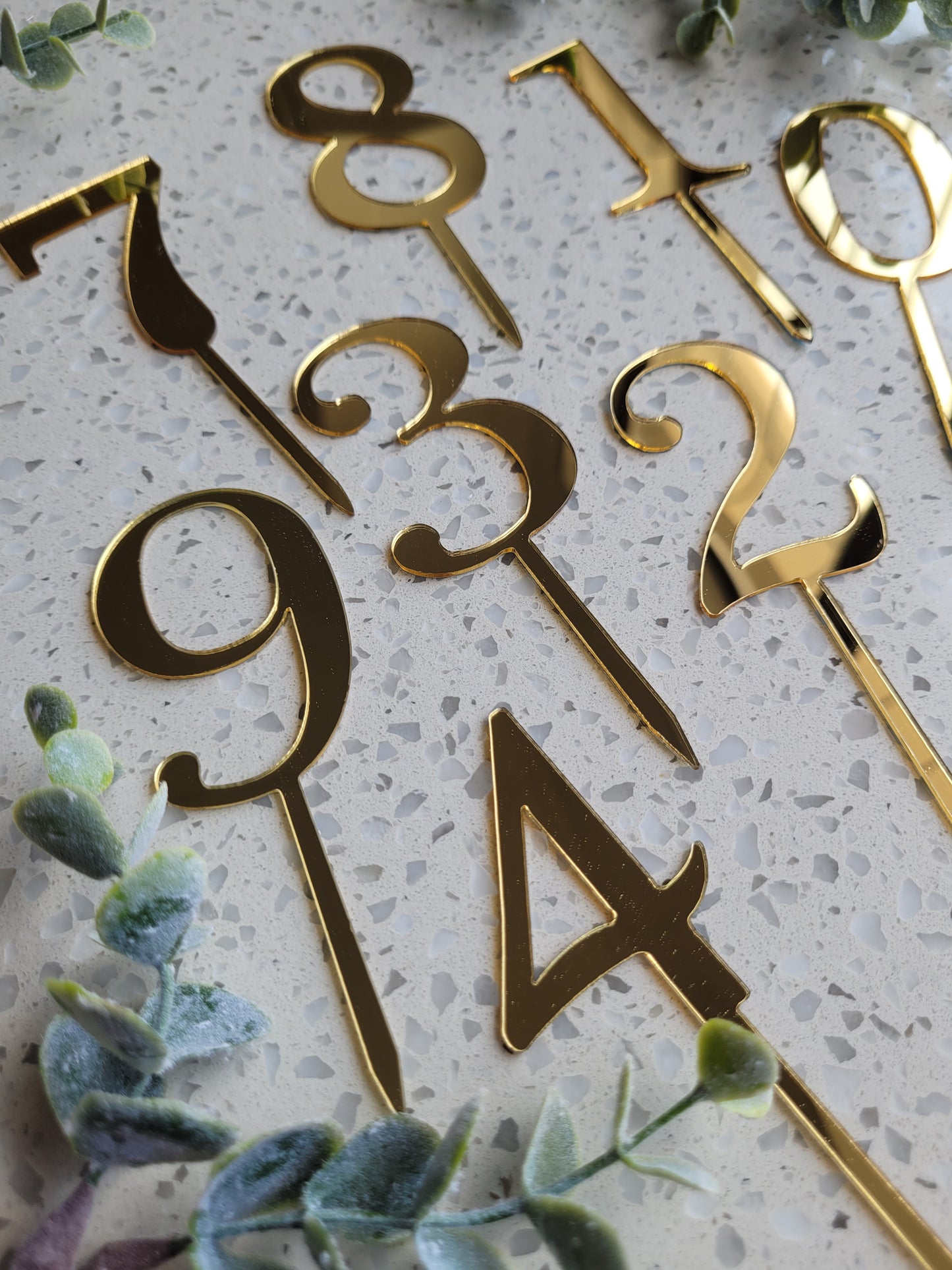 Gold Number Acrylic Cake Topper - Assorted Numbers