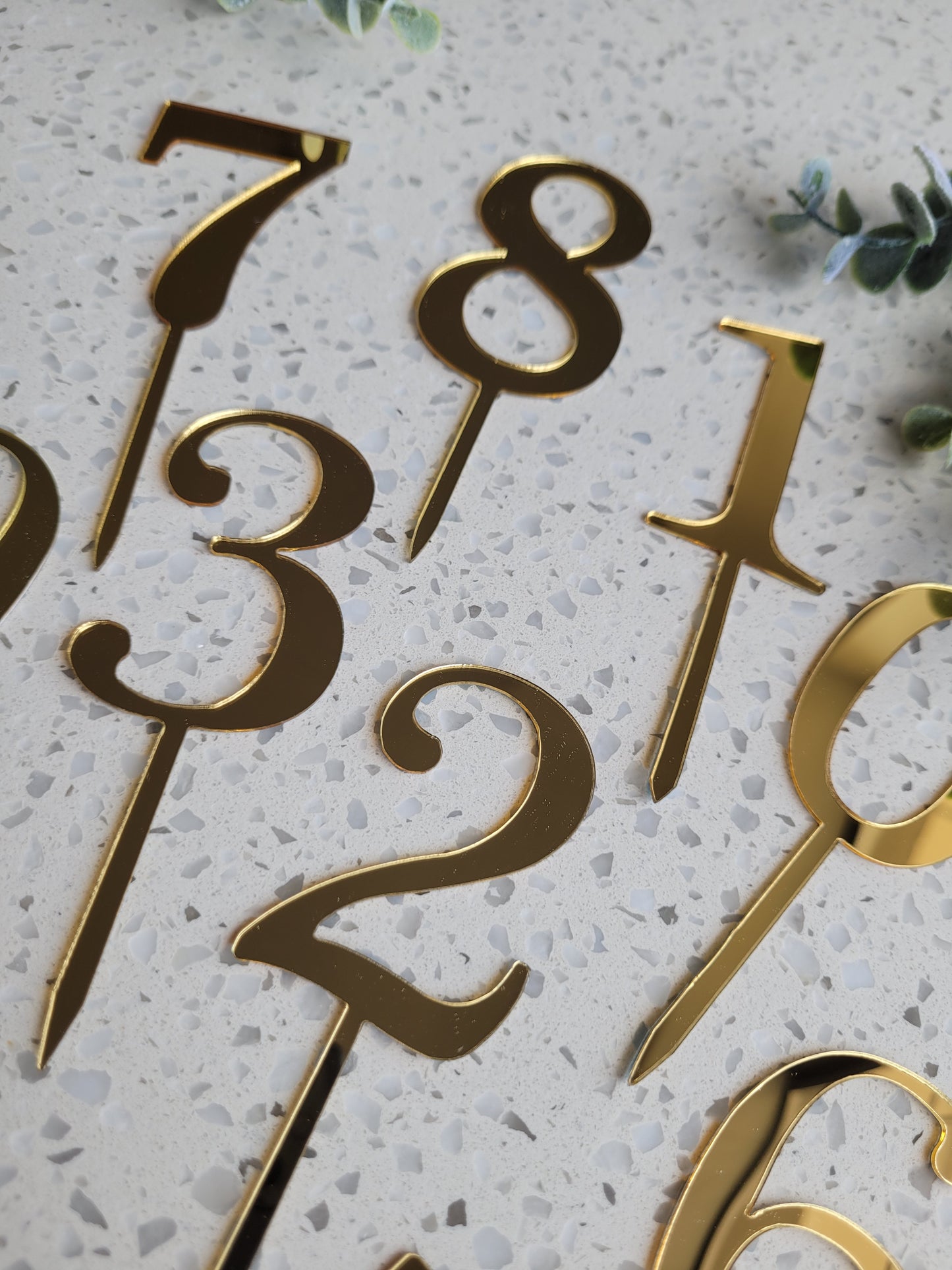 Gold Number Acrylic Cake Topper - Assorted Numbers