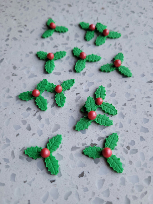 Christmas Small Holly Leaves 12pcs