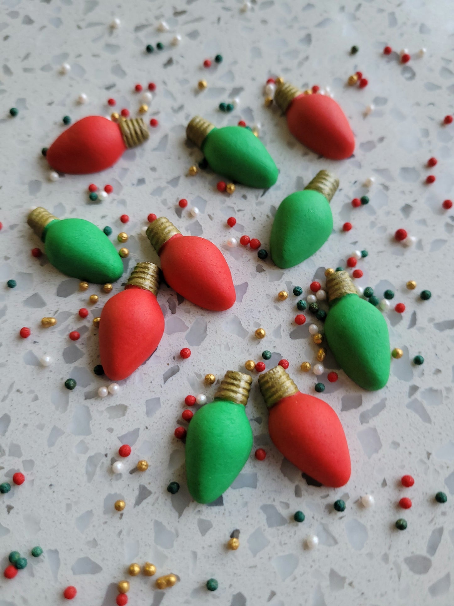 Christmas Lights Red & Green 10pcs Edible Cake Decorations