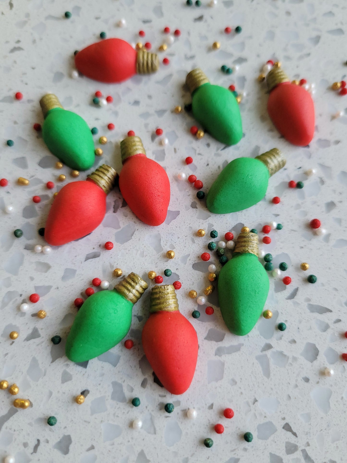 Christmas Lights Red & Green 10pcs Edible Cake Decorations