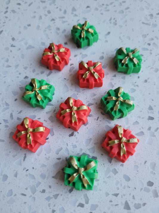 Christmas Gift Boxes Red & Green 10pcs Edible Cake Decorations