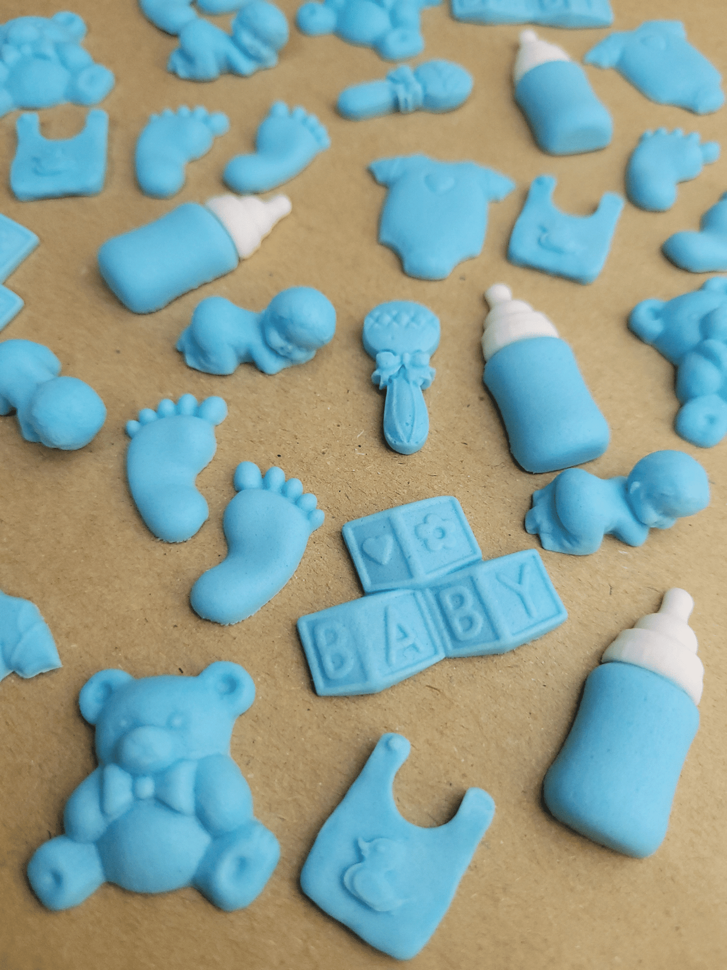 Blue Baby Shower Edible Cake / Cupcake Topper Decorations Set - 72 Piece