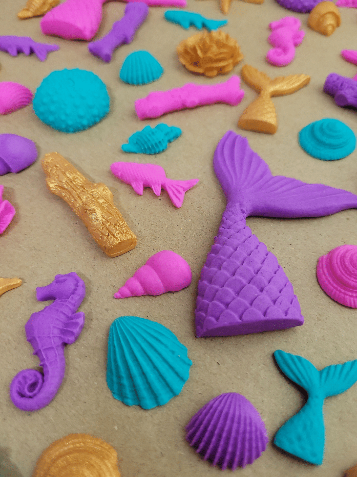 Bright Mermaid & Sea Edible Cake / Cupcake Topper Decorations - 68 Piece