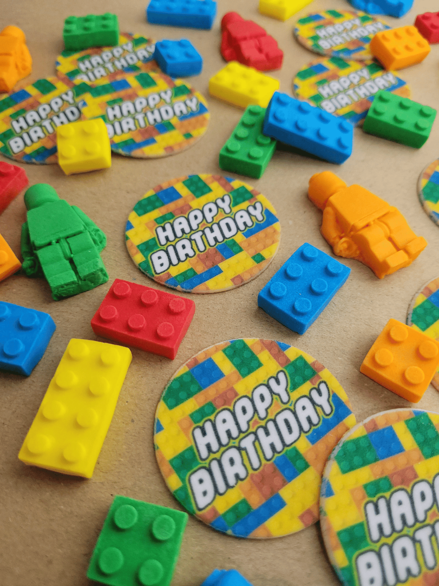 Building Blocks Theme Edible Cake / Cupcake Topper Decorations Set -52Piece