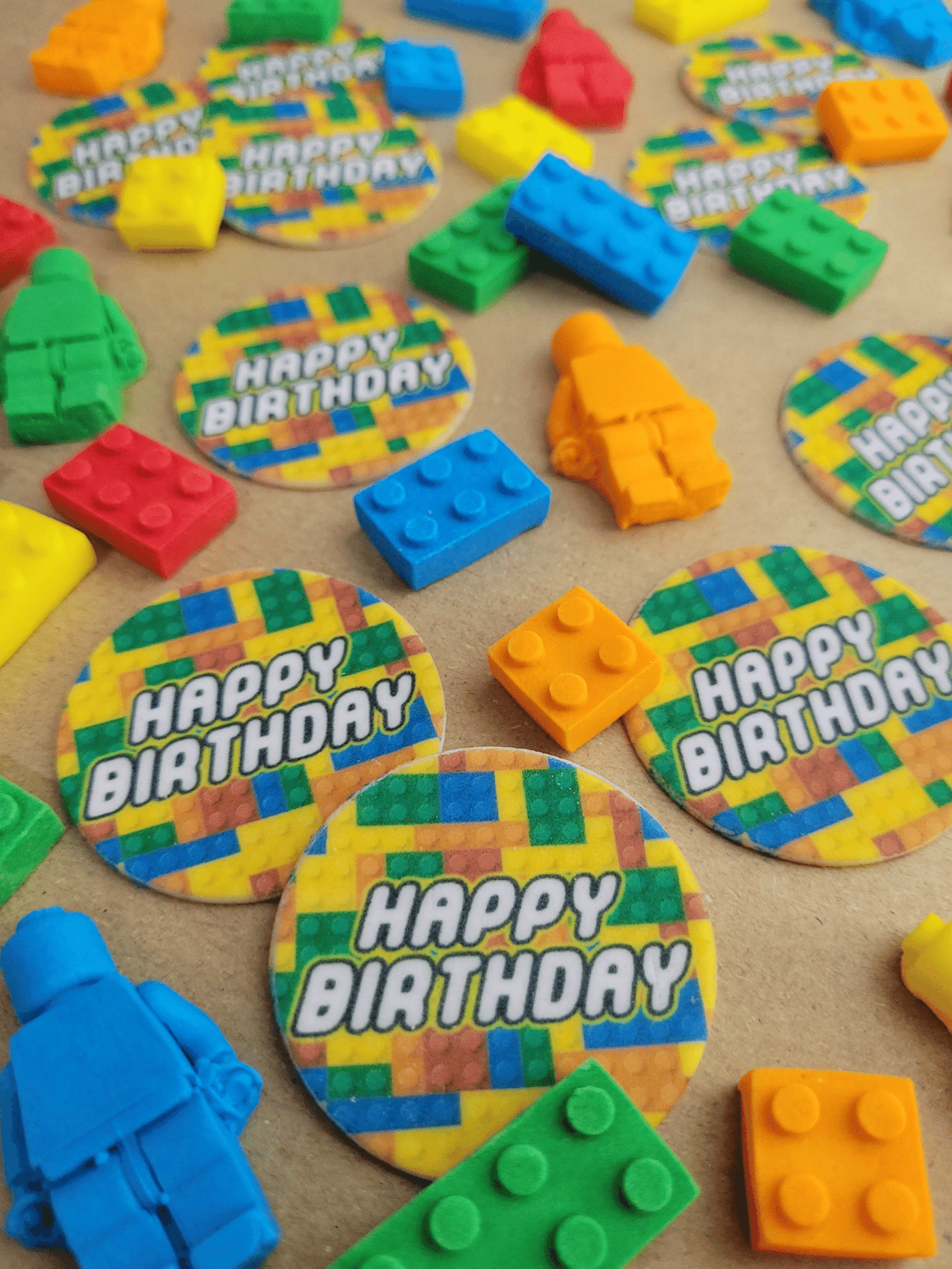 Building Blocks Theme Edible Cake / Cupcake Topper Decorations Set -52Piece