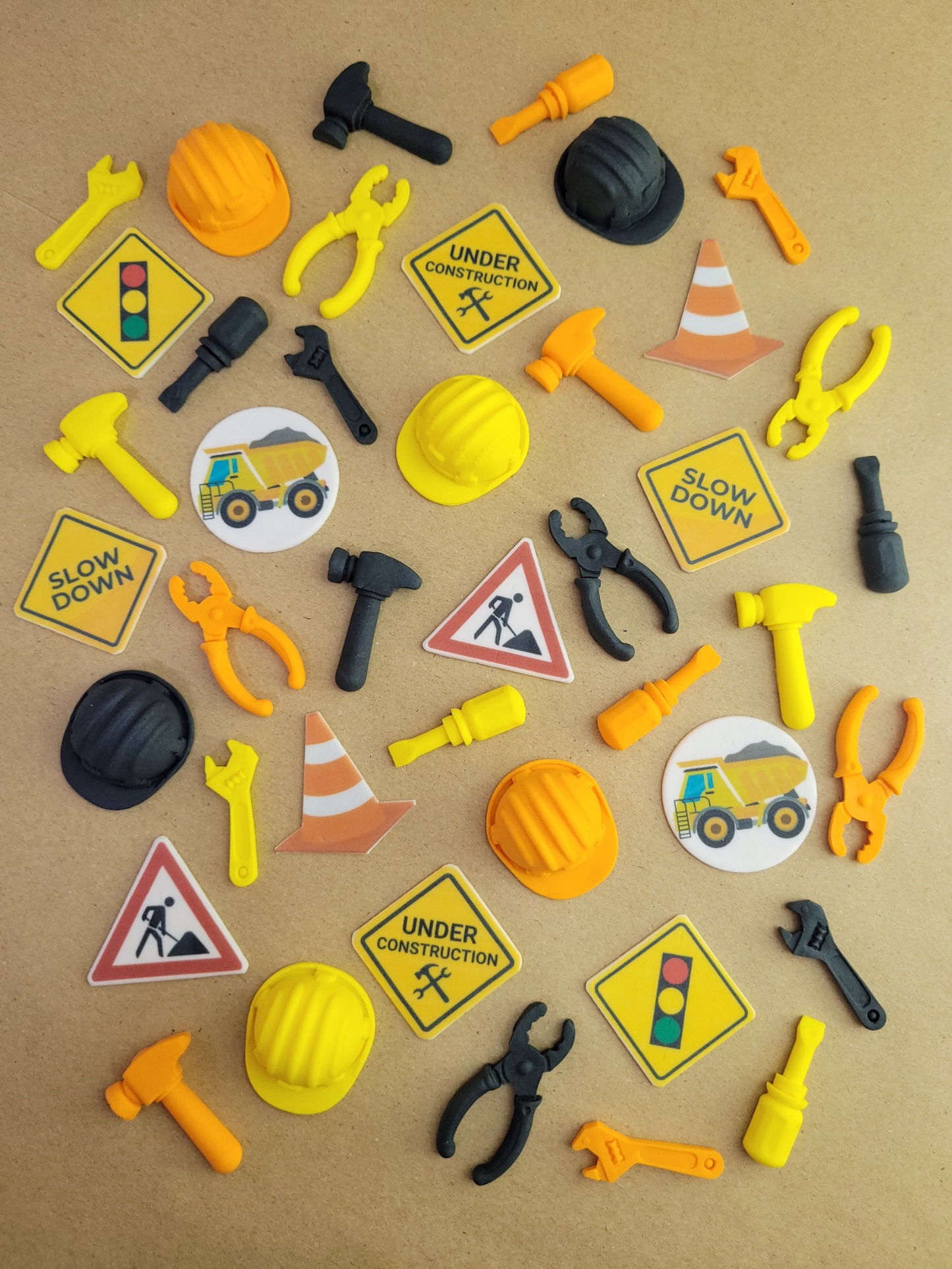 Construction Theme Edible Cake / Cupcake Topper Decorations Set - 42 Piece