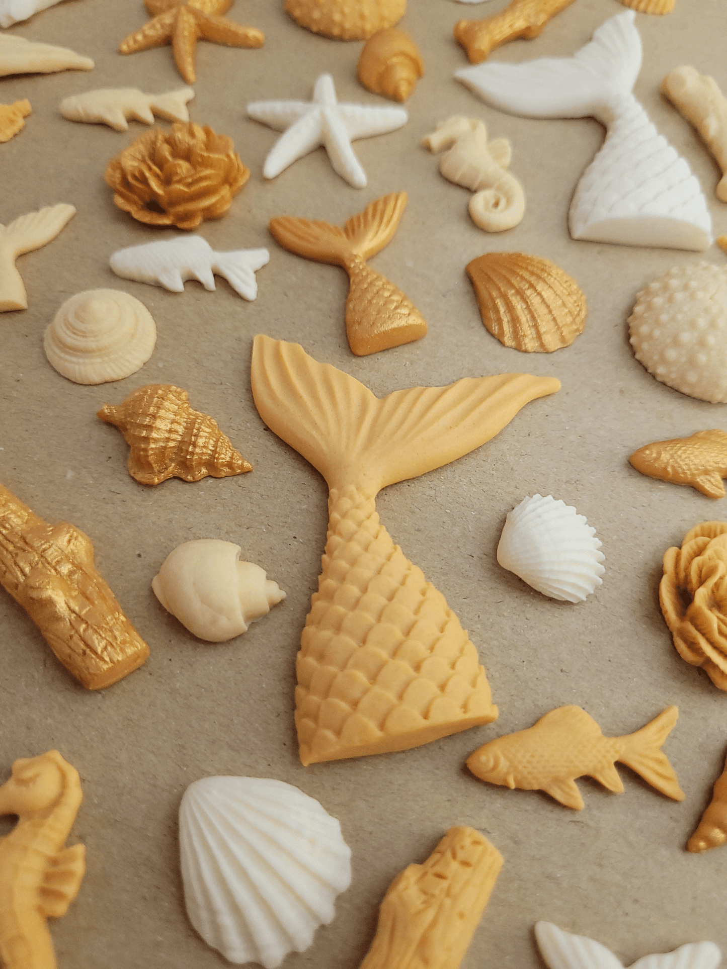 Natural Mermaid & Sea Edible Cake / Cupcake Topper Decorations - 68 Piece