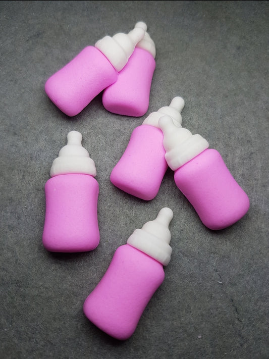 Baby Bottle Pink 6pcs Edible Cake Decorations