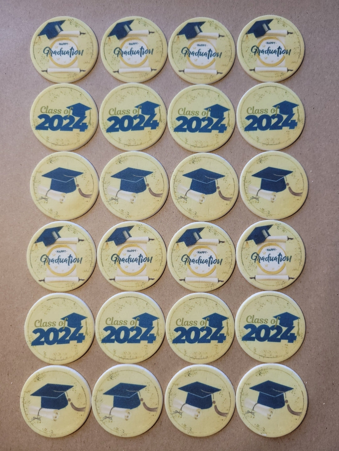 Graduation Edible Cupcake / Biscuit Topper Decorations Set - 24 Piece