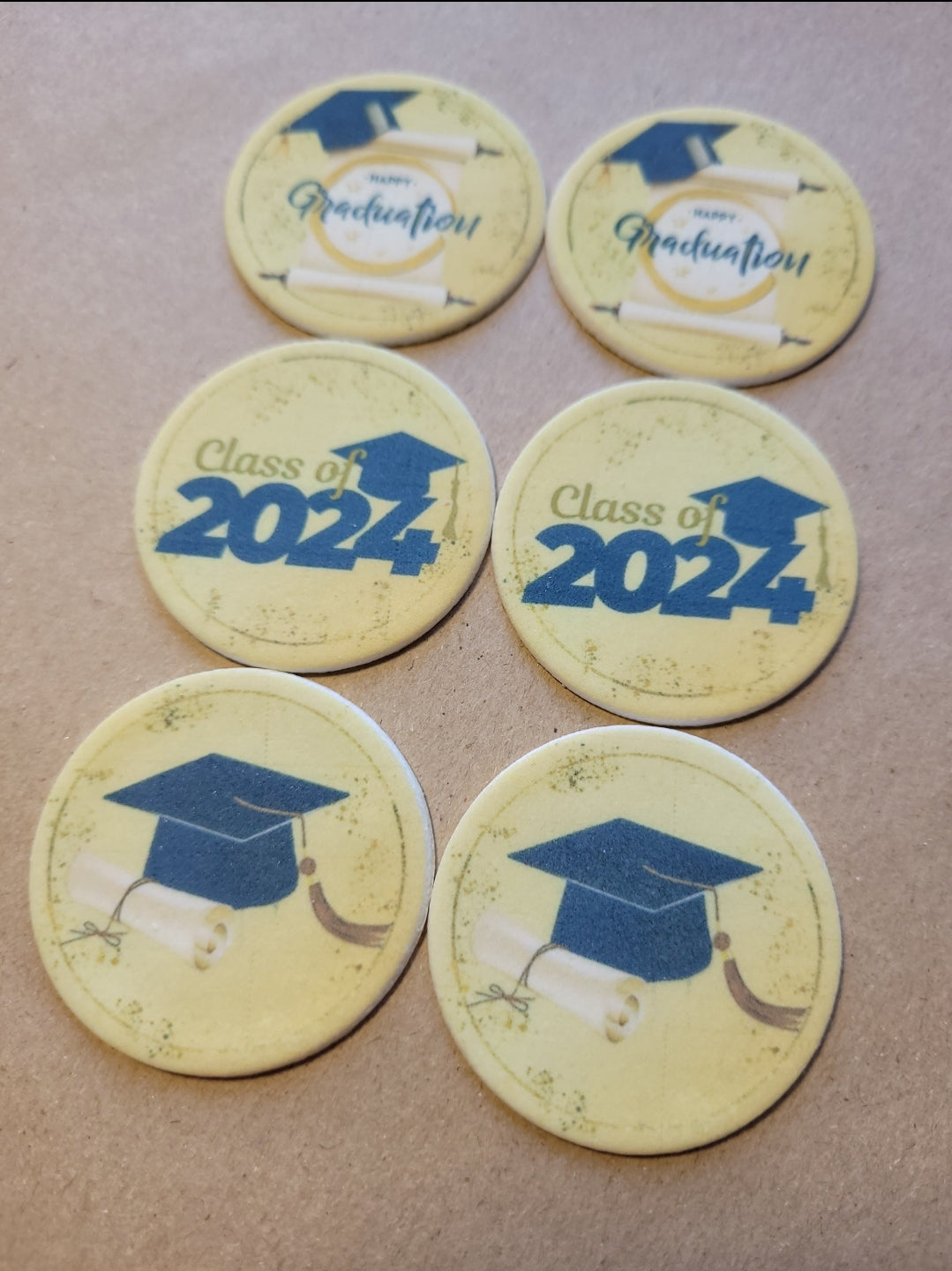 Graduation Edible Cupcake / Biscuit Topper Decorations Set - 24 Piece